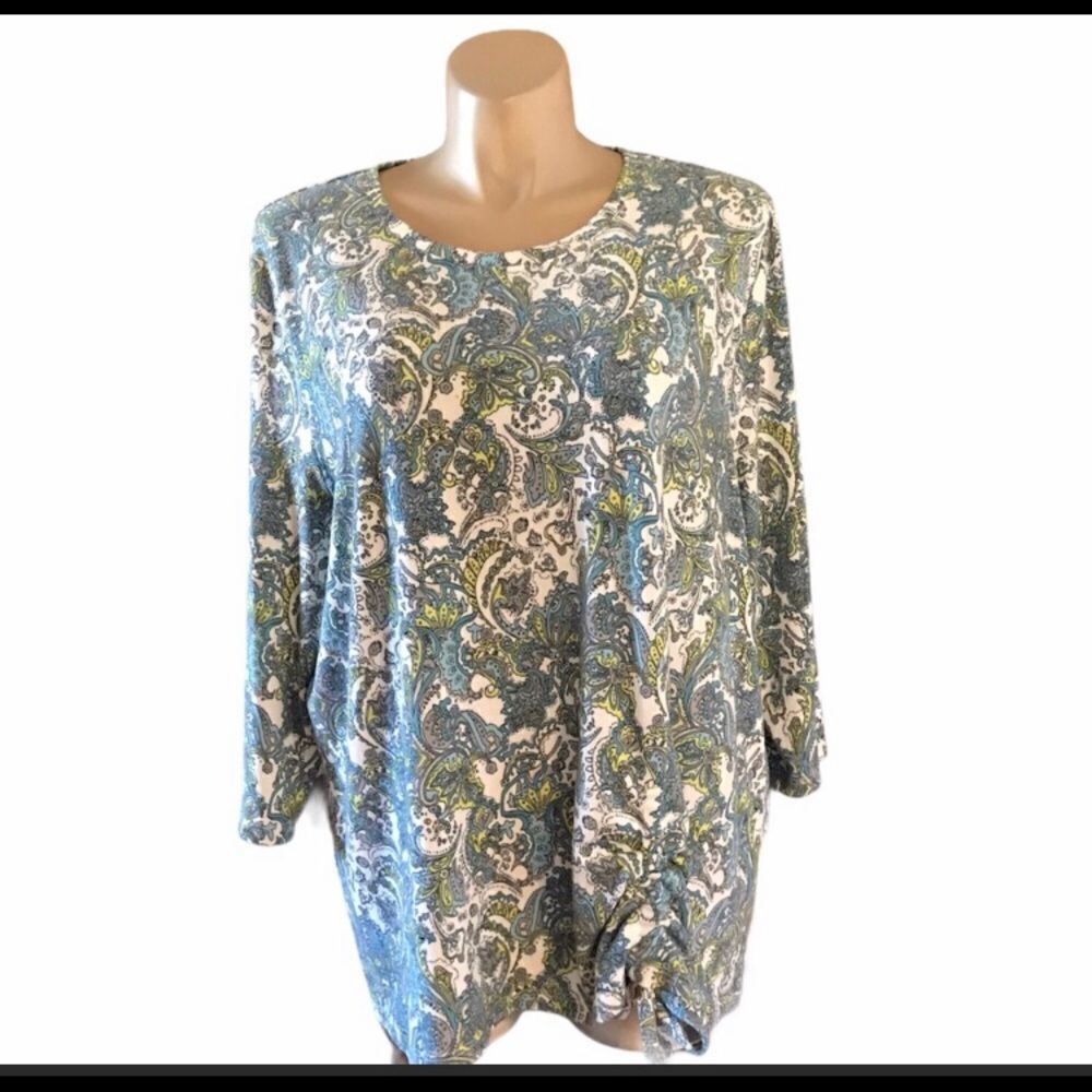 Emaline Woman 3X NWT Top Green, Blue & White